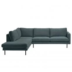 Mørteens Canapé d’angle Landos I - Velours côtelé Licia: Bleu marine - Méridienne longue à gauche (vue de face) -Canapés Soldes Magasin 1000265080 210827 06192201059 DETAILS P000000001000265080