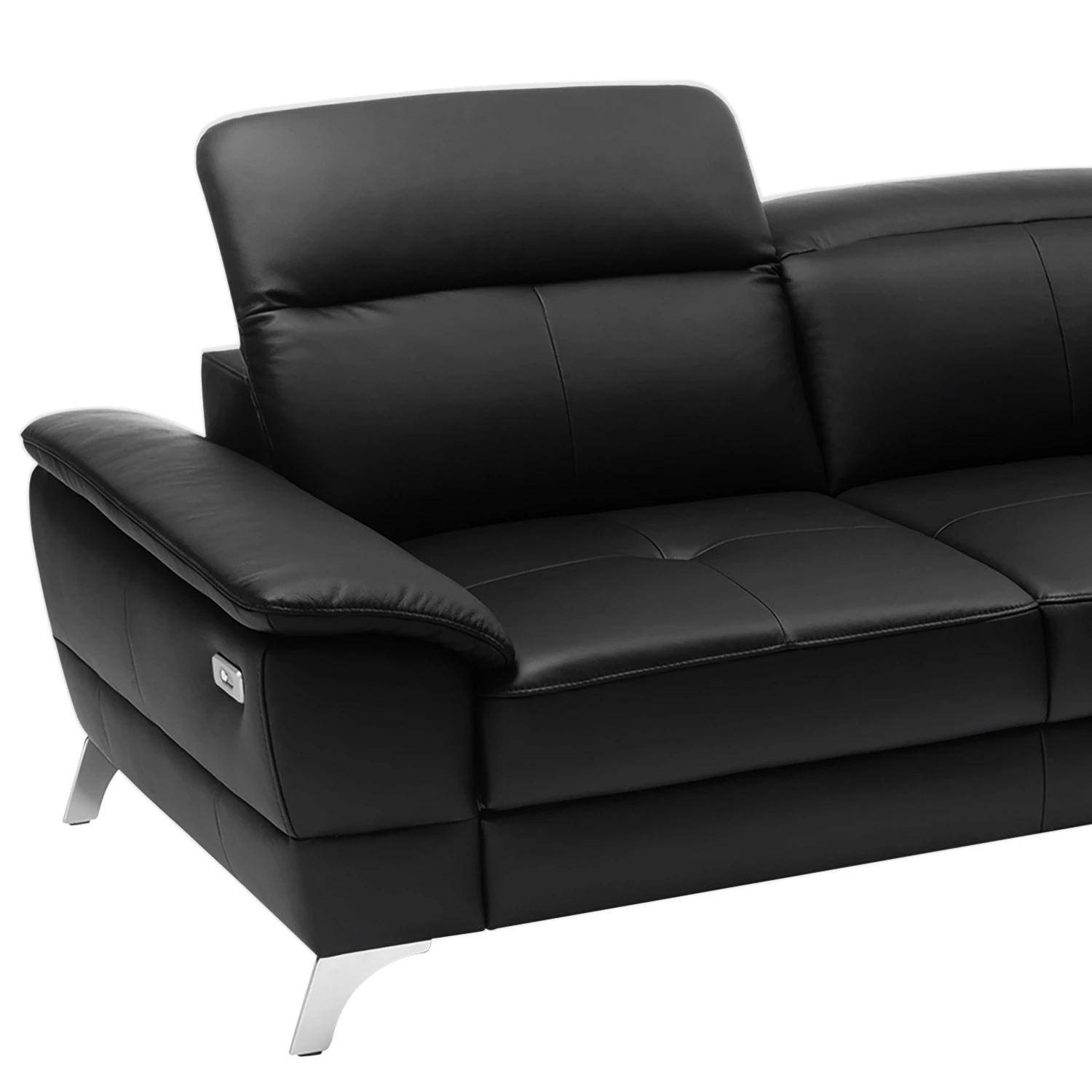 Loftscape Canapé d’angle Bussy - Cuir véritable - Cuir Poas: Noir - Méridienne longue à droite (vue de face) - Avec fonction couchage 10 Loftscape Canapé d’angle Bussy - Cuir véritable - Cuir Poas: Noir - Méridienne longue à droite (vue de face) - Avec fonction couchage – Image 10