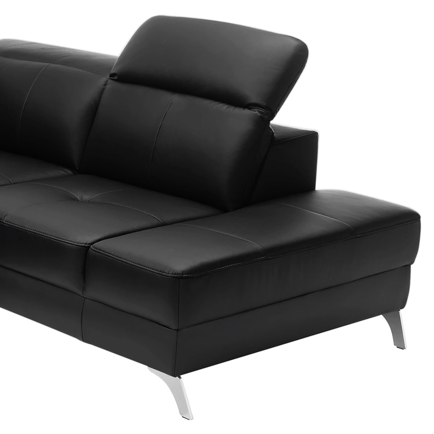 Loftscape Canapé d’angle Bussy - Cuir véritable - Cuir Poas: Noir - Méridienne longue à droite (vue de face) - Avec fonction couchage 11 Loftscape Canapé d’angle Bussy - Cuir véritable - Cuir Poas: Noir - Méridienne longue à droite (vue de face) - Avec fonction couchage – Image 11