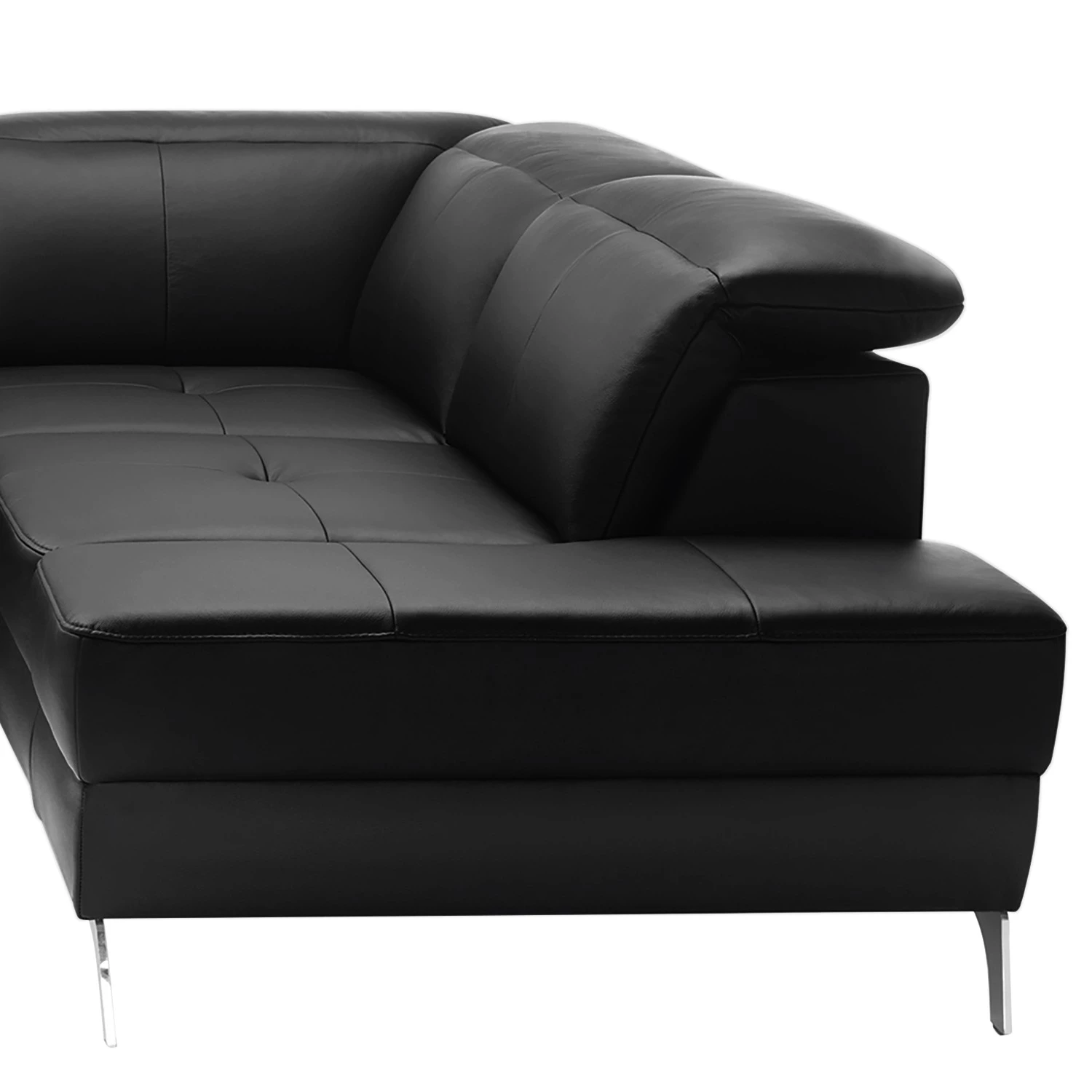 Loftscape Canapé d’angle Bussy - Cuir véritable - Cuir Poas: Noir - Méridienne longue à droite (vue de face) - Avec fonction couchage 12 Loftscape Canapé d’angle Bussy - Cuir véritable - Cuir Poas: Noir - Méridienne longue à droite (vue de face) - Avec fonction couchage – Image 12