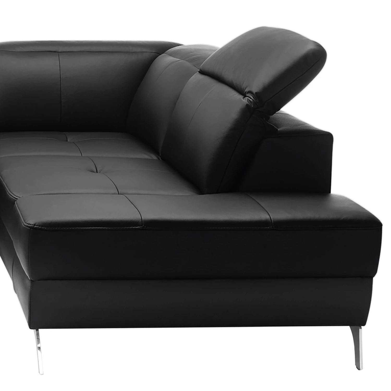 Loftscape Canapé d’angle Bussy - Cuir véritable - Cuir Poas: Noir - Méridienne longue à droite (vue de face) - Avec fonction couchage 13 Loftscape Canapé d’angle Bussy - Cuir véritable - Cuir Poas: Noir - Méridienne longue à droite (vue de face) - Avec fonction couchage – Image 13