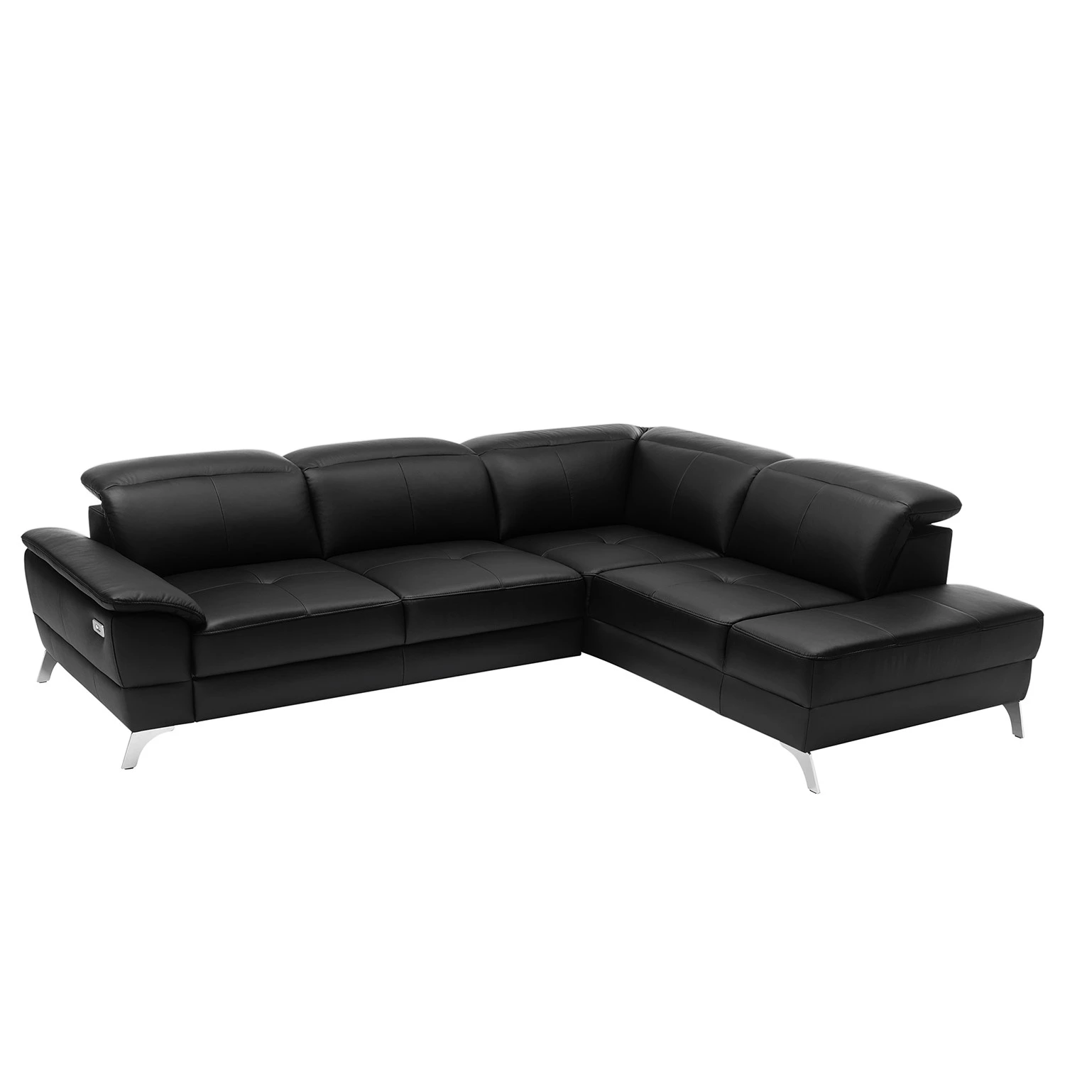 Loftscape Canapé d’angle Bussy - Cuir véritable - Cuir Poas: Noir - Méridienne longue à droite (vue de face) - Avec fonction couchage 1 Loftscape Canapé d’angle Bussy - Cuir véritable - Cuir Poas: Noir - Méridienne longue à droite (vue de face) - Avec fonction couchage