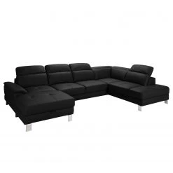 Loftscape Canapé panoramique Bussy - Cuir véritable - Cuir Moja: Noir - Méridienne courte à gauche / longue à droite (vue de face) - Sans fonction couchage -Canapés Soldes Magasin 1000266800 210527 11182900456 DETAILS P000000001000266800