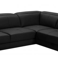 Loftscape Canapé panoramique Bussy - Cuir véritable - Cuir Moja: Noir - Méridienne courte à gauche / longue à droite (vue de face) - Sans fonction couchage -Canapés Soldes Magasin 1000266800 210527 11182900458 DETAILS P000000001000266800
