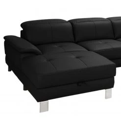 Loftscape Canapé panoramique Bussy - Cuir véritable - Cuir Moja: Noir - Méridienne courte à gauche / longue à droite (vue de face) - Sans fonction couchage -Canapés Soldes Magasin 1000266800 210527 11182900459 DETAILS P000000001000266800