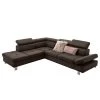 Loftscape Canapé d’angle Calau - Microfibre - Microfibre Enza: Marron gris - Méridienne longue à gauche (vue de face) - Sans fonction couchage