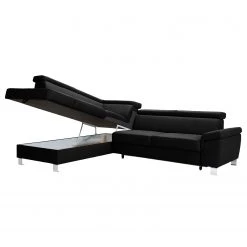 Loftscape Canapé d’angle Busene - Cuir véritable - Cuir Moja: Noir - Méridienne longue à gauche (vue de face) - Avec fonction couchage -Canapés Soldes Magasin 1000266853 210527 11194901024 DETAILS P000000001000266853