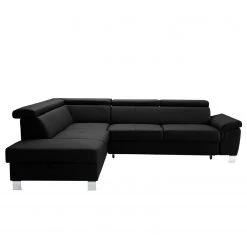 Loftscape Canapé d’angle Busene - Cuir véritable - Cuir Moja: Noir - Méridienne longue à gauche (vue de face) - Avec fonction couchage -Canapés Soldes Magasin 1000266853 210527 11194901025 DETAILS P000000001000266853