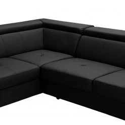 Loftscape Canapé d’angle Busene - Cuir véritable - Cuir Moja: Noir - Méridienne longue à gauche (vue de face) - Avec fonction couchage -Canapés Soldes Magasin 1000266853 210527 11195001030 DETAILS P000000001000266853