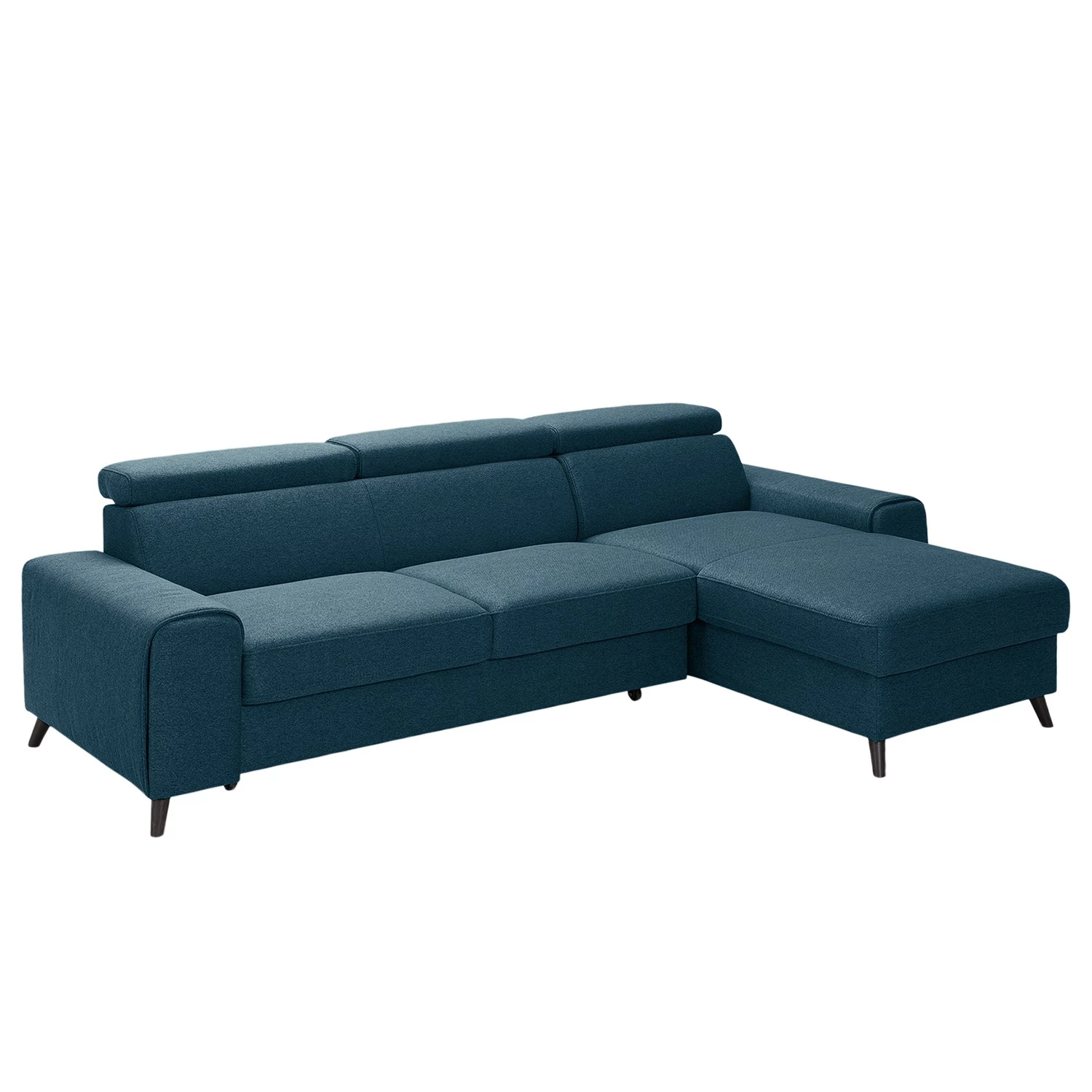 Loftscape Canapé d’angle Cadima II - Tissu - Tissu Cavo: Bleu marine - Méridienne courte à droite (vue de face) - Avec fonction couchage 1 Loftscape Canapé d’angle Cadima II - Tissu - Tissu Cavo: Bleu marine - Méridienne courte à droite (vue de face) - Avec fonction couchage