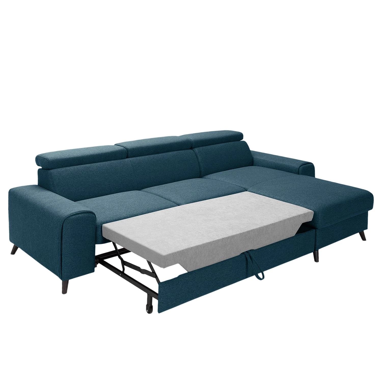 Loftscape Canapé d’angle Cadima II - Tissu - Tissu Cavo: Bleu marine - Méridienne courte à droite (vue de face) - Avec fonction couchage 2 Loftscape Canapé d’angle Cadima II - Tissu - Tissu Cavo: Bleu marine - Méridienne courte à droite (vue de face) - Avec fonction couchage – Image 2