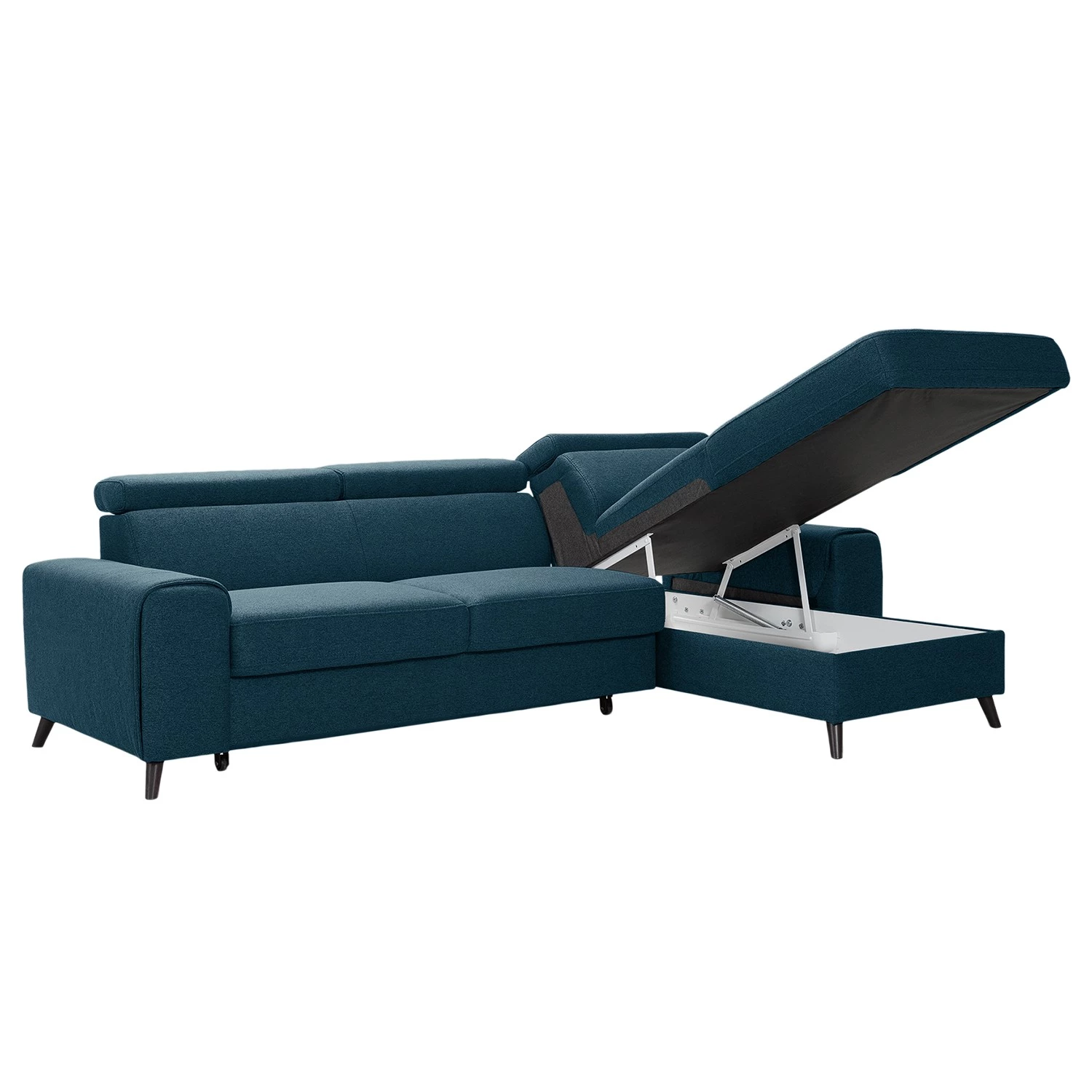 Loftscape Canapé d’angle Cadima II - Tissu - Tissu Cavo: Bleu marine - Méridienne courte à droite (vue de face) - Avec fonction couchage 3 Loftscape Canapé d’angle Cadima II - Tissu - Tissu Cavo: Bleu marine - Méridienne courte à droite (vue de face) - Avec fonction couchage – Image 3