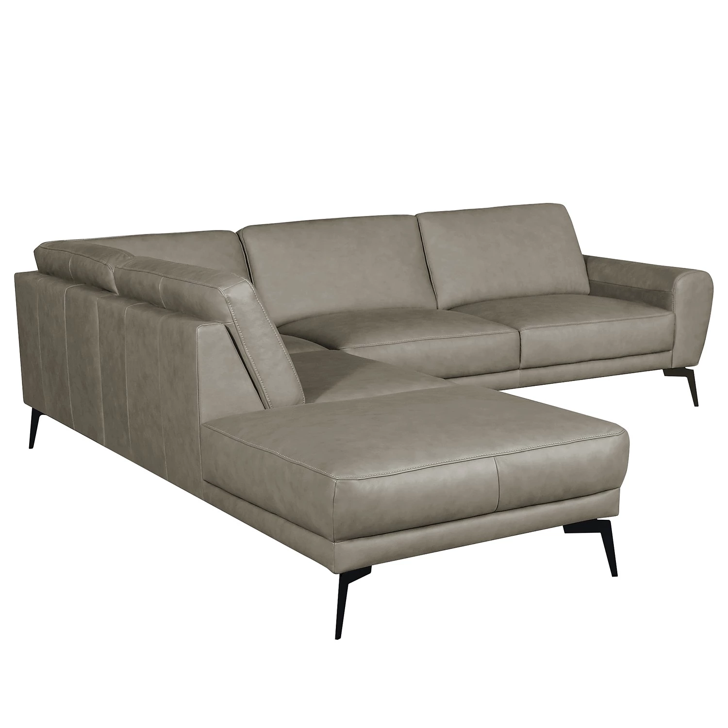 Loftscape Canapé d’angle Kerman - Cuir véritable - Cuir Nadra: Gris - Méridienne longue à gauche (vue de face) - Noir 4 Loftscape Canapé d’angle Kerman - Cuir véritable - Cuir Nadra: Gris - Méridienne longue à gauche (vue de face) - Noir – Image 4