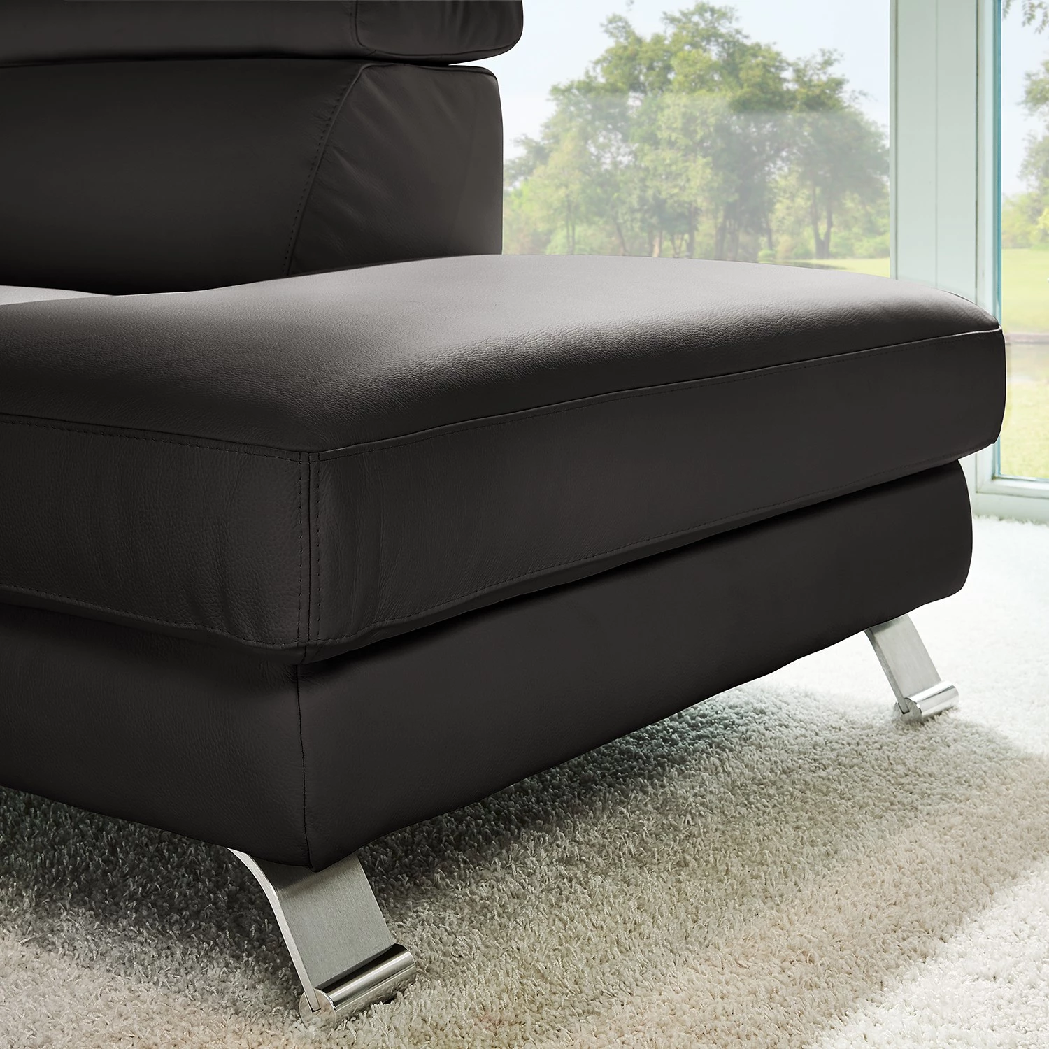 Loftscape Canapé d’angle Buford - Cuir véritable - Cuir Canela: Anthracite - Méridienne longue à droite (vue de face) 3 Loftscape Canapé d’angle Buford - Cuir véritable - Cuir Canela: Anthracite - Méridienne longue à droite (vue de face) – Image 3