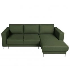 Fredriks Canapé d’angle Summer - Étoffe tissée Mavie: Vert foncé - Méridienne courte à droite (vue de face) - Avec fonction couchage -Canapés Soldes Magasin 1000279799 211217 13143400768 DETAILS P000000001000279799