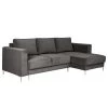 Fredriks Canapé d’angle Summer - Velours Vaia: Gris foncé - Méridienne courte à droite (vue de face) - Avec fonction couchage