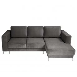 Fredriks Canapé d’angle Summer - Velours Vaia: Gris foncé - Méridienne courte à droite (vue de face) - Avec fonction couchage -Canapés Soldes Magasin 1000279810 211217 13144000884 DETAILS P000000001000279810