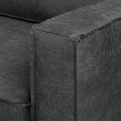 Ars manufacti Canapé d’angle Hanks - Aspect cuir vieilli - Microfibre Yaka: Noir - Méridienne courte à droite (vue de face) -Canapés Soldes Magasin 1000283539 210817 15273800864 DETAILS P000000001000283539