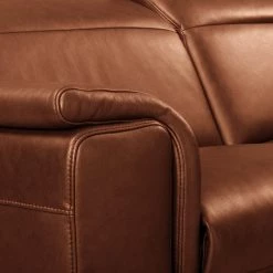 Ars manufacti Canapé d’angle Lagor - Cuir véritable - Cuir Padme: Cognac - Méridienne courte à droite (vue de face) - Fonction relaxation -Canapés Soldes Magasin 1000283567 210817 15271600553 DETAILS P000000001000283567