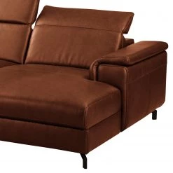 Ars manufacti Canapé d’angle Lagor - Cuir véritable - Cuir Padme: Cognac - Méridienne courte à droite (vue de face) - Fonction relaxation -Canapés Soldes Magasin 1000283567 210817 15271800577 DETAILS P000000001000283567