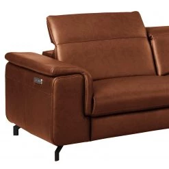 Ars manufacti Canapé d’angle Lagor - Cuir véritable - Cuir Padme: Cognac - Méridienne courte à droite (vue de face) - Fonction relaxation -Canapés Soldes Magasin 1000283567 210817 15271800580 DETAILS P000000001000283567