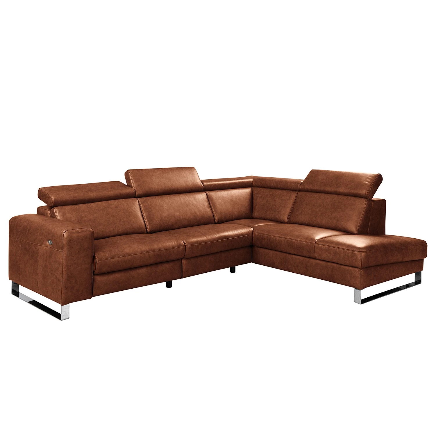 Ars manufacti Canapé d’angle Magas - Cuir véritable - Cuir Padme: Cognac - Méridienne longue à droite (vue de face) - Fonction relaxation 1 Ars manufacti Canapé d’angle Magas - Cuir véritable - Cuir Padme: Cognac - Méridienne longue à droite (vue de face) - Fonction relaxation