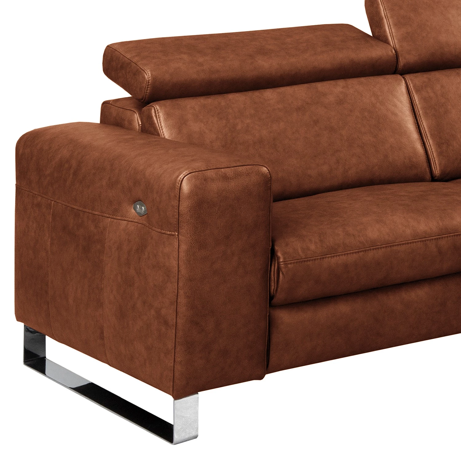 Ars manufacti Canapé d’angle Magas - Cuir véritable - Cuir Padme: Cognac - Méridienne longue à droite (vue de face) - Fonction relaxation 9 Ars manufacti Canapé d’angle Magas - Cuir véritable - Cuir Padme: Cognac - Méridienne longue à droite (vue de face) - Fonction relaxation – Image 9