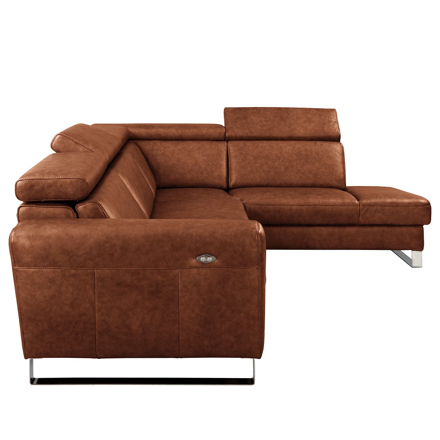 Ars manufacti Canapé d’angle Magas - Cuir véritable - Cuir Padme: Cognac - Méridienne longue à droite (vue de face) - Fonction relaxation 5 Ars manufacti Canapé d’angle Magas - Cuir véritable - Cuir Padme: Cognac - Méridienne longue à droite (vue de face) - Fonction relaxation – Image 5