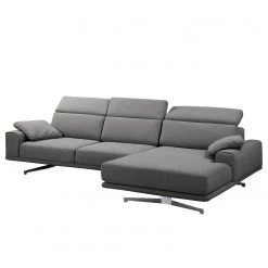 Ars manufacti Canapé d’angle Muna - tissu - Tissu Arda: Anthacite - Méridienne courte à droite (vue de face)