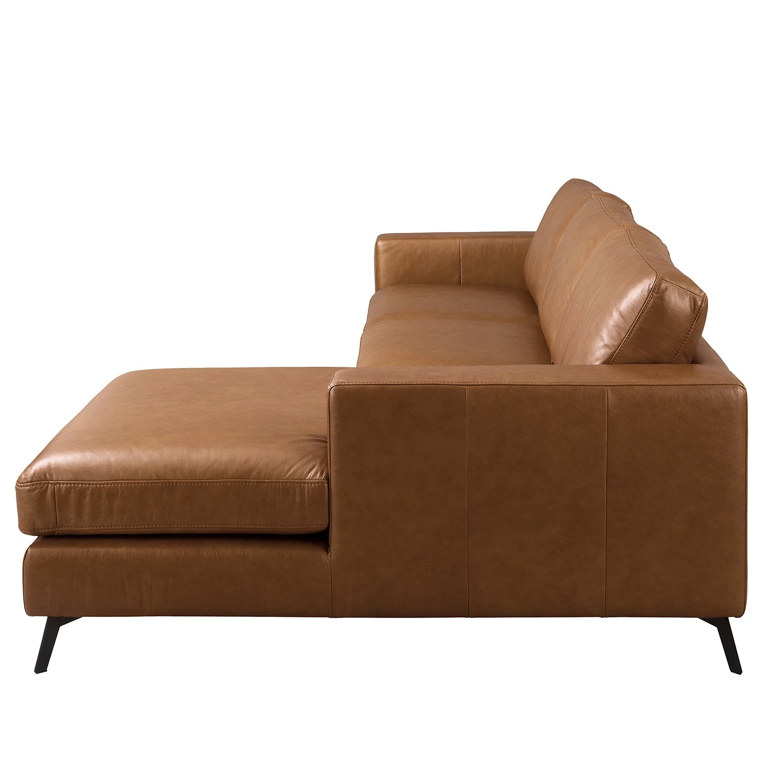 Ars manufacti Canapé d’angle Neuss - Cuir véritable - Cuir Cerys: Marron - Méridienne courte à droite (vue de face) 4 Ars manufacti Canapé d’angle Neuss - Cuir véritable - Cuir Cerys: Marron - Méridienne courte à droite (vue de face) – Image 4