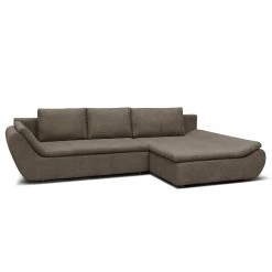 Loftscape Canapé d’angle Bright - Tissage à plat - Tissu Sole: Gris - Méridienne courte à droite (vue de face)