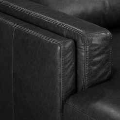 Ars Natura Canapé d’angle Clonee - Cuir véritable - Noir - Méridienne courte à gauche (vue de face) -Canapés Soldes Magasin 1000287277 210902 06255200179 DETAILS P000000001000287277