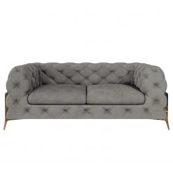 Jack & Alice Canapé Laviva II (2 places) - Velours Ravi: Taupe -Canapés Soldes Magasin 1000288423 210928 11455200648 DETAILS P000000001000288423