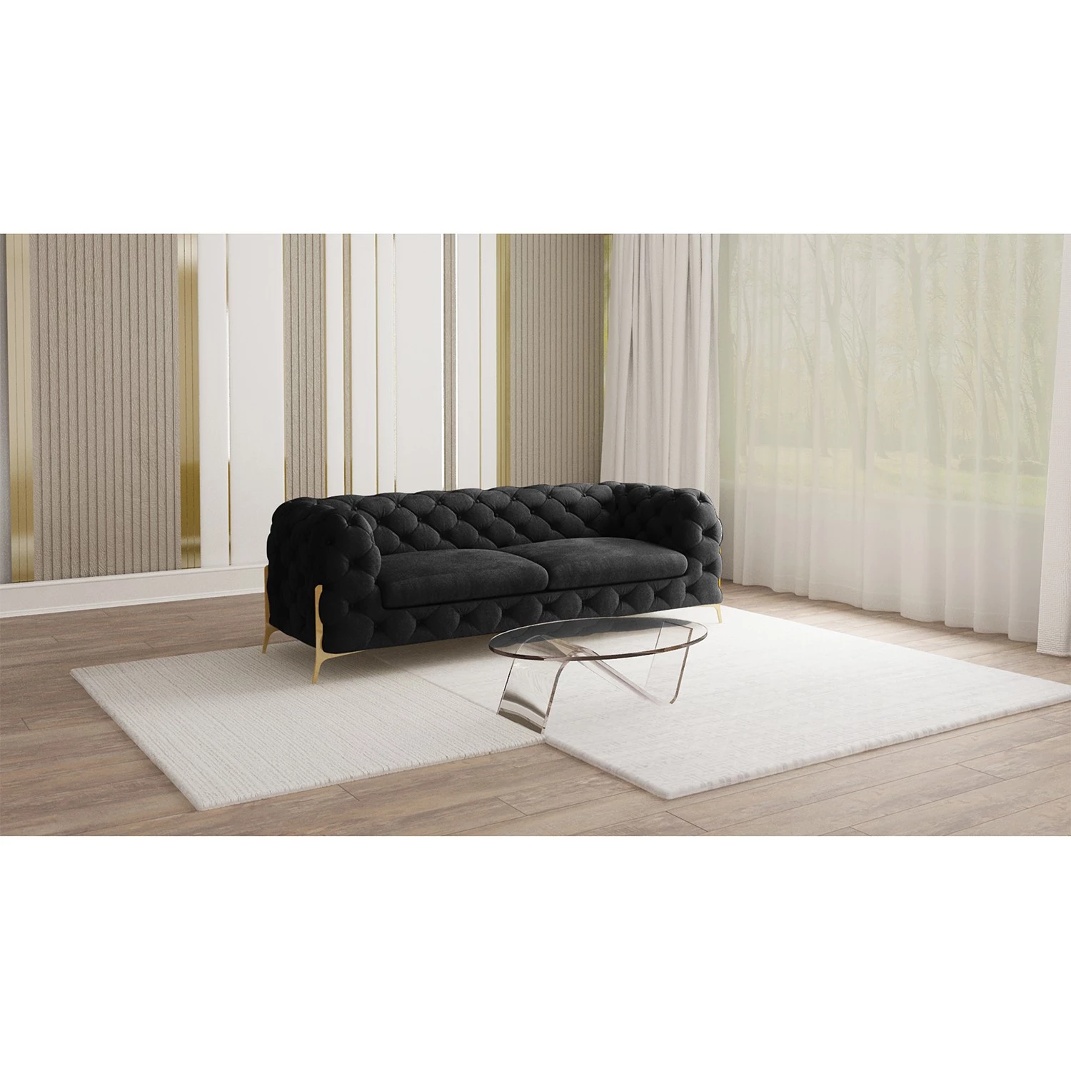 Jack & Alice Canapé Laviva II (2-3 places) - Velours Ravi: Noir 2 Jack & Alice Canapé Laviva II (2-3 places) - Velours Ravi: Noir – Image 2