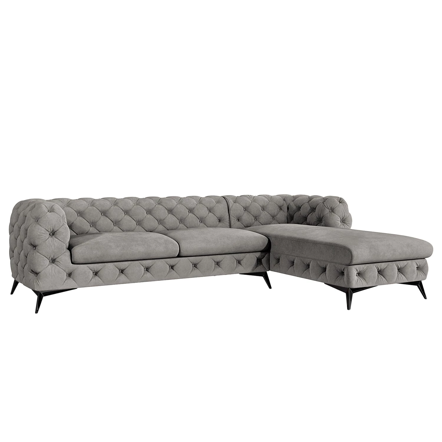 Jack & Alice Canapé d’angle Laviva I - Velours Ravi: Taupe - Largeur : 305 cm - Méridienne longue à droite (vue de face) 1 Jack & Alice Canapé d’angle Laviva I - Velours Ravi: Taupe - Largeur : 305 cm - Méridienne longue à droite (vue de face)