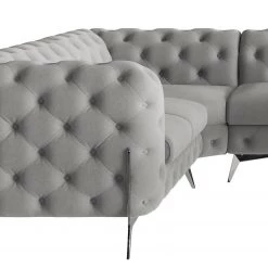 Jack & Alice Canapé panoramique Laviva II - Microfibre Enza: Gris - Alignement à gauche -Canapés Soldes Magasin 1000288928 220325 080 DETAILS P000000001000288928