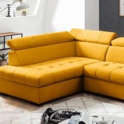Loftscape Canapé d’angle Eloise - Microfibre - Microfibre Faria: Jaune - Méridienne longue à gauche (vue de face) - Sans fonction couchage -Canapés Soldes Magasin 1000296778 211018 10241201125 DETAILS P000000001000296778