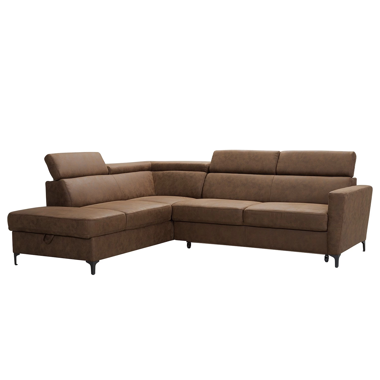 Fredriks Canapé d’angle Landaff - Microfibre - Microfibre Torne: Marron scuro - Méridienne longue à gauche (vue de face) - Avec fonction couchage - Sans repose-pieds 2 Fredriks Canapé d’angle Landaff - Microfibre - Microfibre Torne: Marron scuro - Méridienne longue à gauche (vue de face) - Avec fonction couchage - Sans repose-pieds – Image 2