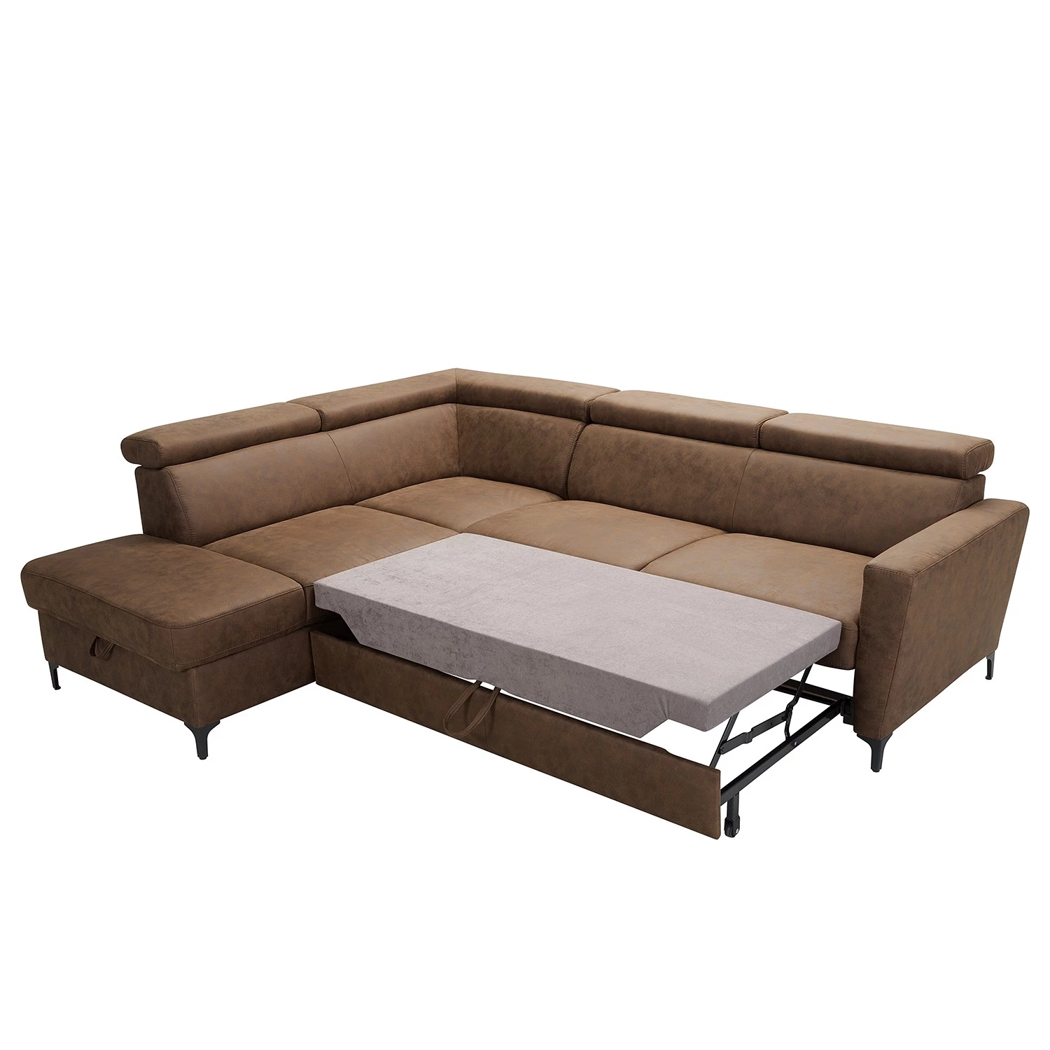 Fredriks Canapé d’angle Landaff - Microfibre - Microfibre Torne: Marron scuro - Méridienne longue à gauche (vue de face) - Avec fonction couchage - Sans repose-pieds 3 Fredriks Canapé d’angle Landaff - Microfibre - Microfibre Torne: Marron scuro - Méridienne longue à gauche (vue de face) - Avec fonction couchage - Sans repose-pieds – Image 3