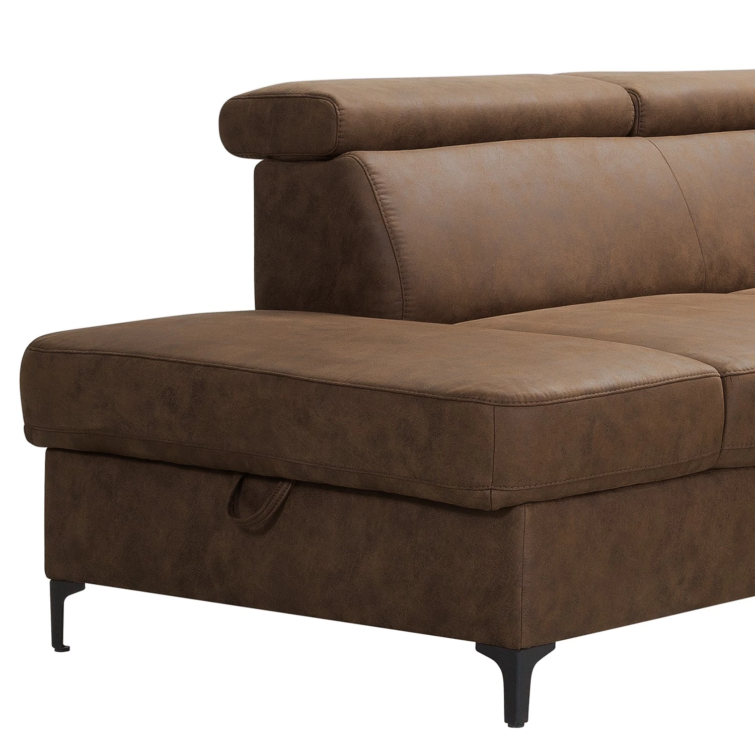 Fredriks Canapé d’angle Landaff - Microfibre - Microfibre Torne: Marron scuro - Méridienne longue à gauche (vue de face) - Avec fonction couchage - Sans repose-pieds 8 Fredriks Canapé d’angle Landaff - Microfibre - Microfibre Torne: Marron scuro - Méridienne longue à gauche (vue de face) - Avec fonction couchage - Sans repose-pieds – Image 8