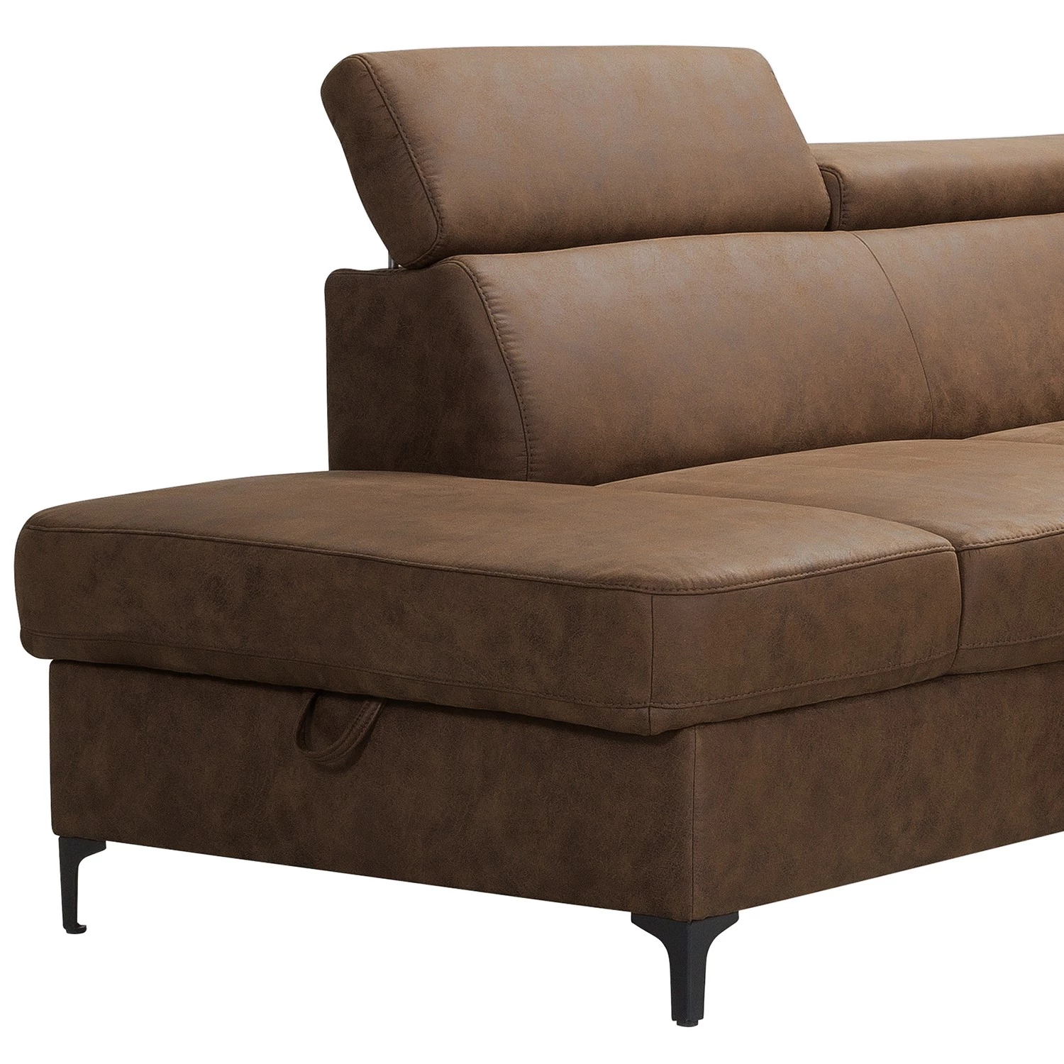 Fredriks Canapé d’angle Landaff - Microfibre - Microfibre Torne: Marron scuro - Méridienne longue à gauche (vue de face) - Avec fonction couchage - Sans repose-pieds 10 Fredriks Canapé d’angle Landaff - Microfibre - Microfibre Torne: Marron scuro - Méridienne longue à gauche (vue de face) - Avec fonction couchage - Sans repose-pieds – Image 10