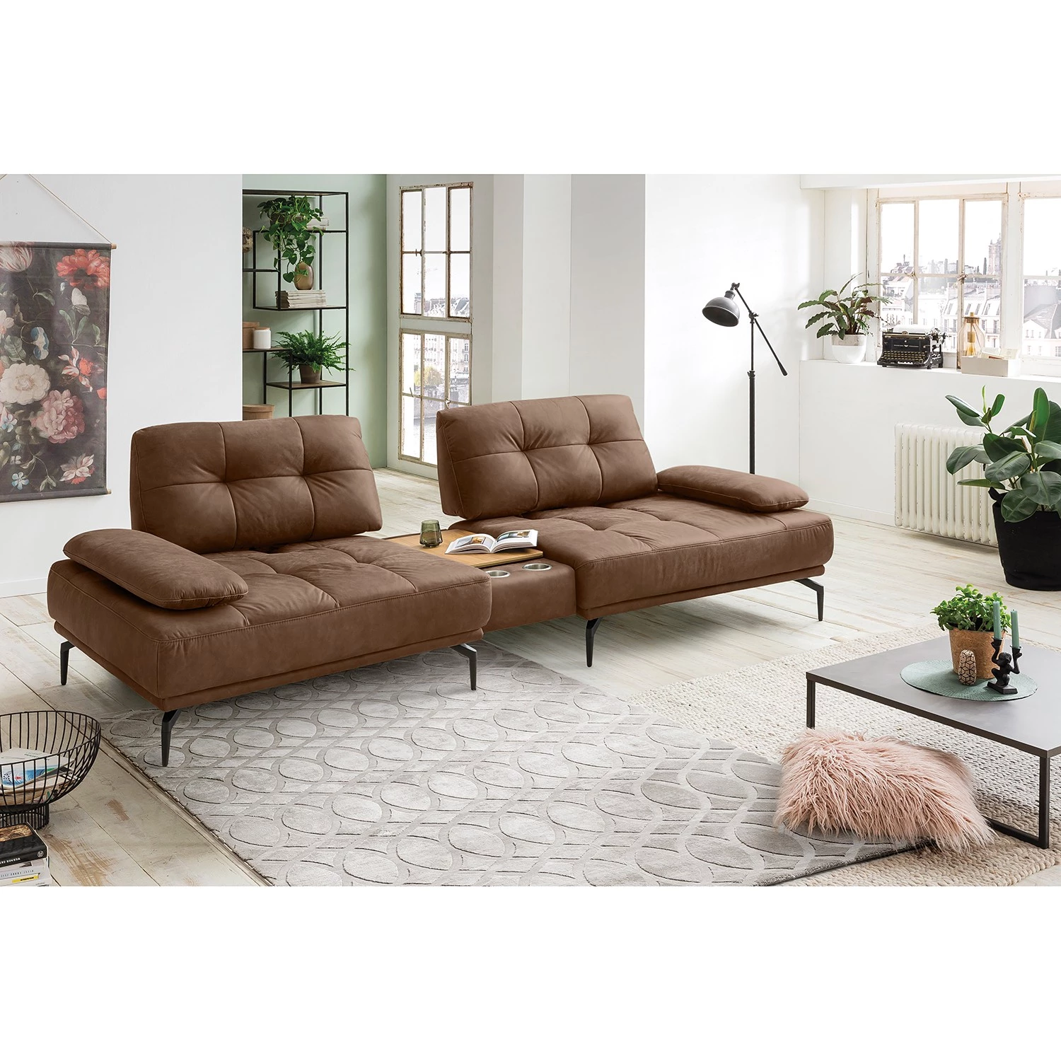 Fredriks Grand canapé Linville - Microfibre Torne: Marron - Avec appui-tête 2 Fredriks Grand canapé Linville - Microfibre Torne: Marron - Avec appui-tête – Image 2