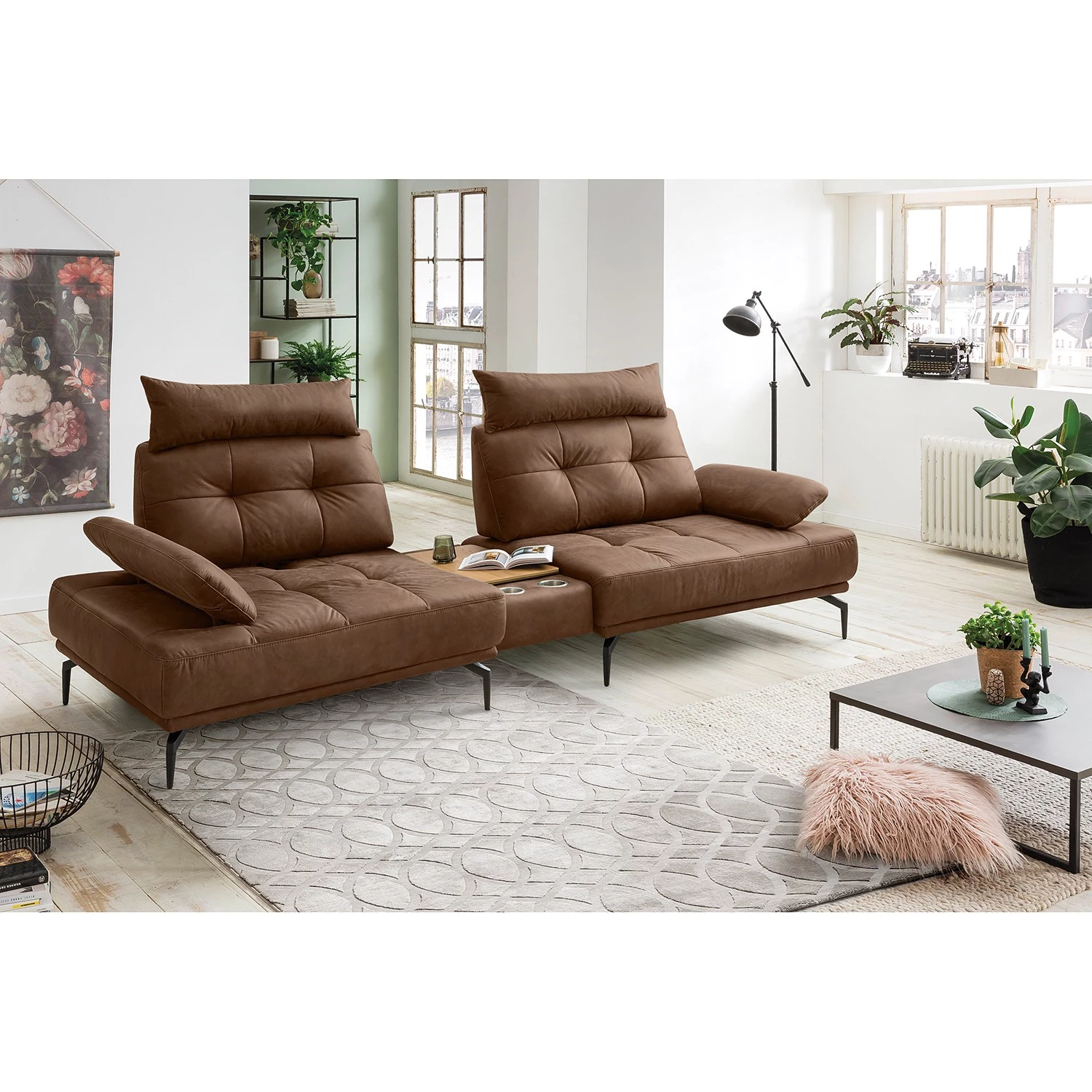 Fredriks Grand canapé Linville - Microfibre Torne: Marron - Avec appui-tête 3 Fredriks Grand canapé Linville - Microfibre Torne: Marron - Avec appui-tête – Image 3