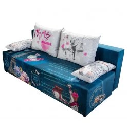 Mooved Canapé convertible Gabun - Tissage à plat - Bleu / Blanc - Sans Suspension