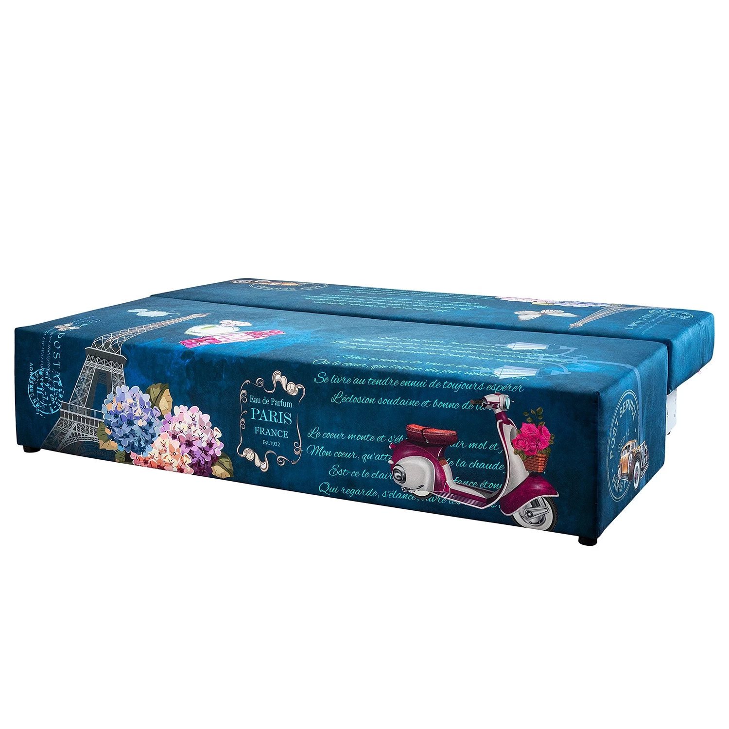 Mooved Canapé convertible Gabun - Tissage à plat - Bleu / Blanc - Sans Suspension 2 Mooved Canapé convertible Gabun - Tissage à plat - Bleu / Blanc - Sans Suspension – Image 2