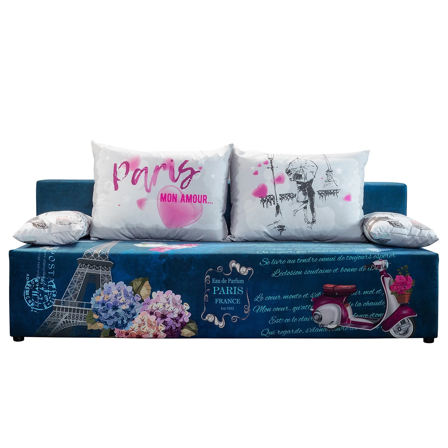 Mooved Canapé convertible Gabun - Tissage à plat - Bleu / Blanc - Sans Suspension 3 Mooved Canapé convertible Gabun - Tissage à plat - Bleu / Blanc - Sans Suspension – Image 3