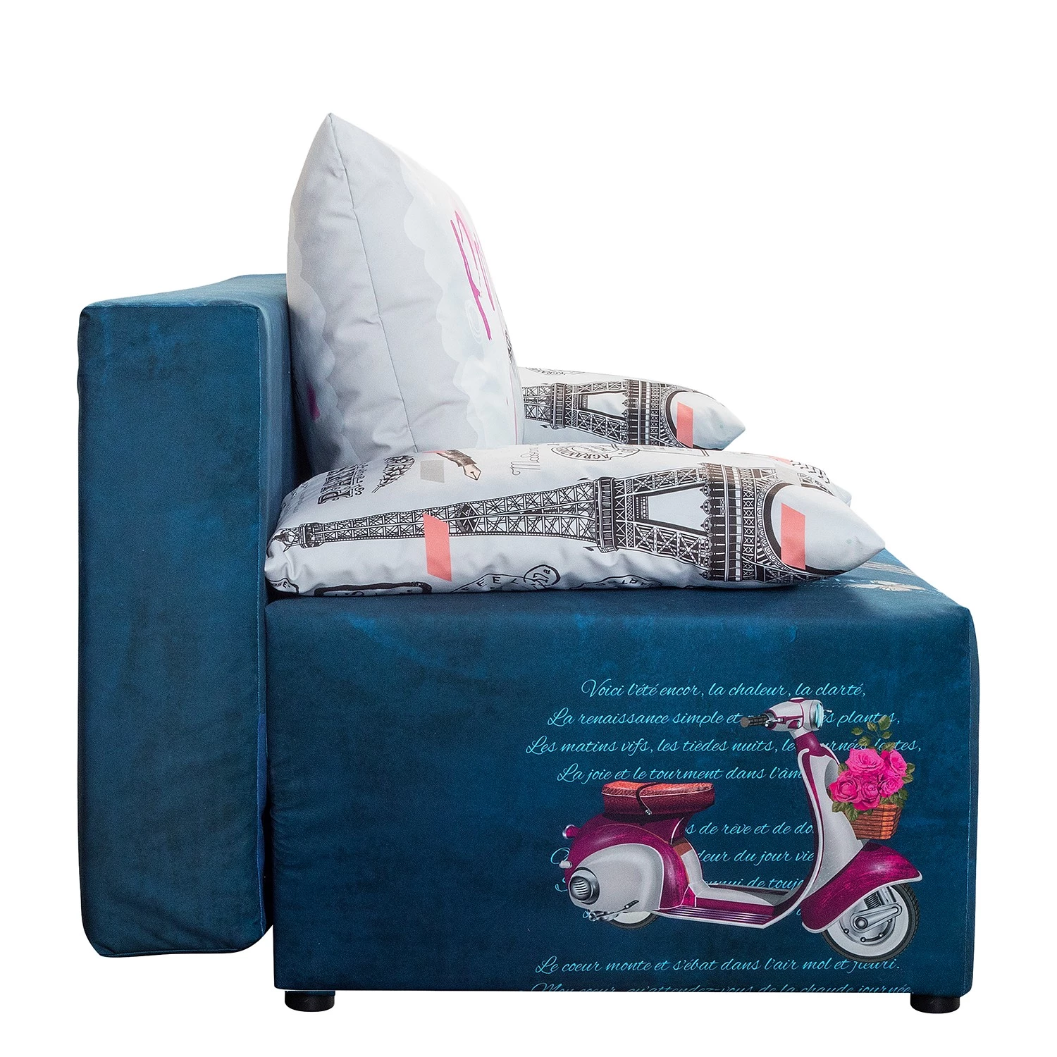 Mooved Canapé convertible Gabun - Tissage à plat - Bleu / Blanc - Sans Suspension 4 Mooved Canapé convertible Gabun - Tissage à plat - Bleu / Blanc - Sans Suspension – Image 4