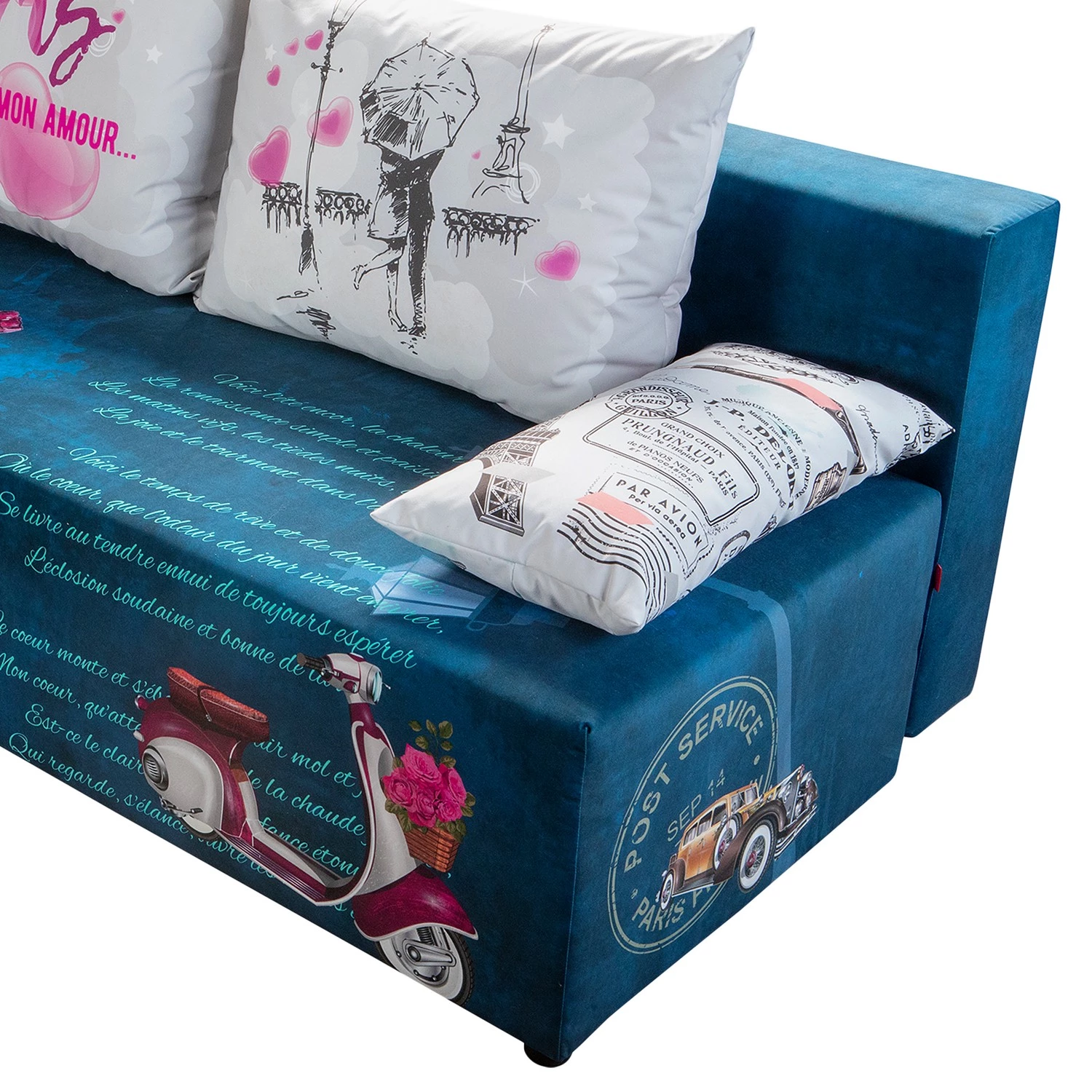 Mooved Canapé convertible Gabun - Tissage à plat - Bleu / Blanc - Sans Suspension 6 Mooved Canapé convertible Gabun - Tissage à plat - Bleu / Blanc - Sans Suspension – Image 6