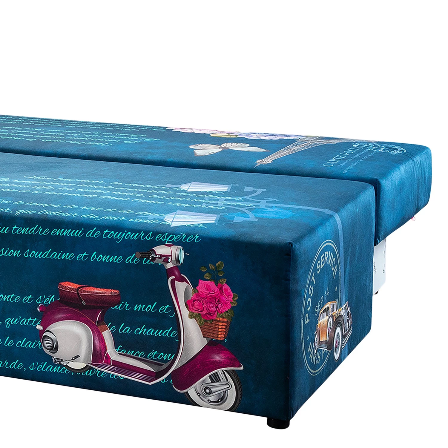 Mooved Canapé convertible Gabun - Tissage à plat - Bleu / Blanc - Sans Suspension 7 Mooved Canapé convertible Gabun - Tissage à plat - Bleu / Blanc - Sans Suspension – Image 7