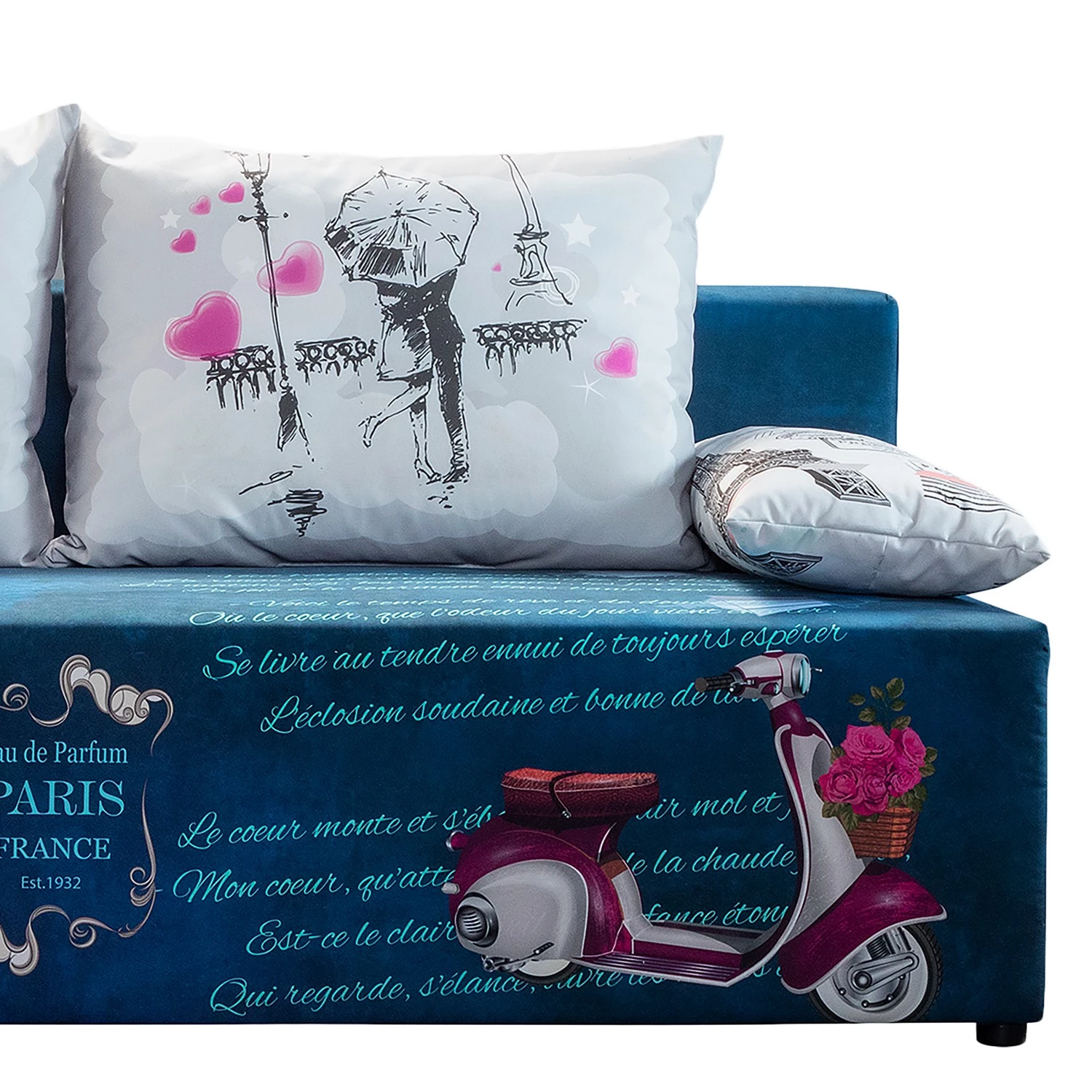 Mooved Canapé convertible Gabun - Tissage à plat - Bleu / Blanc - Sans Suspension 8 Mooved Canapé convertible Gabun - Tissage à plat - Bleu / Blanc - Sans Suspension – Image 8